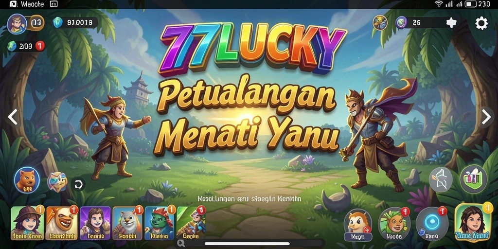 Screenshot permainan 777LUCKY dengan karakter beraksi di dunia petualangan.
