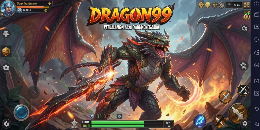 Screenshot gameplay <strong>DRAGON99</strong> menunjukkan aksi pertarungan yang mendebarkan.