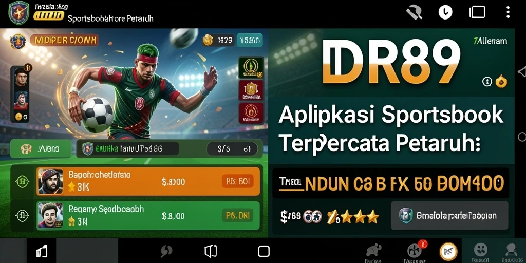 Tampilan aplikasi IDR89 dengan fitur taruhan olahraga yang lengkap.