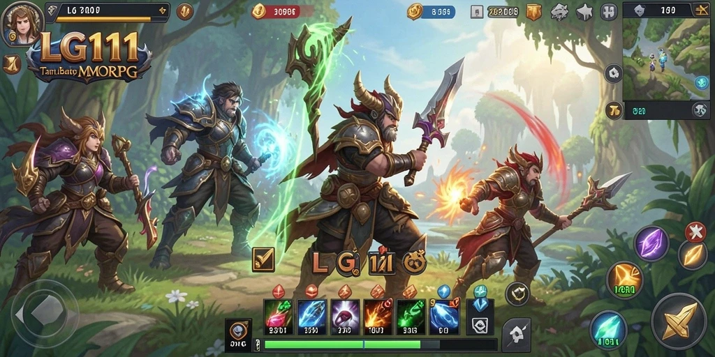 Screenshot gameplay LG111 yang menampilkan aksi pertarungan epik di dunia MMORPG.