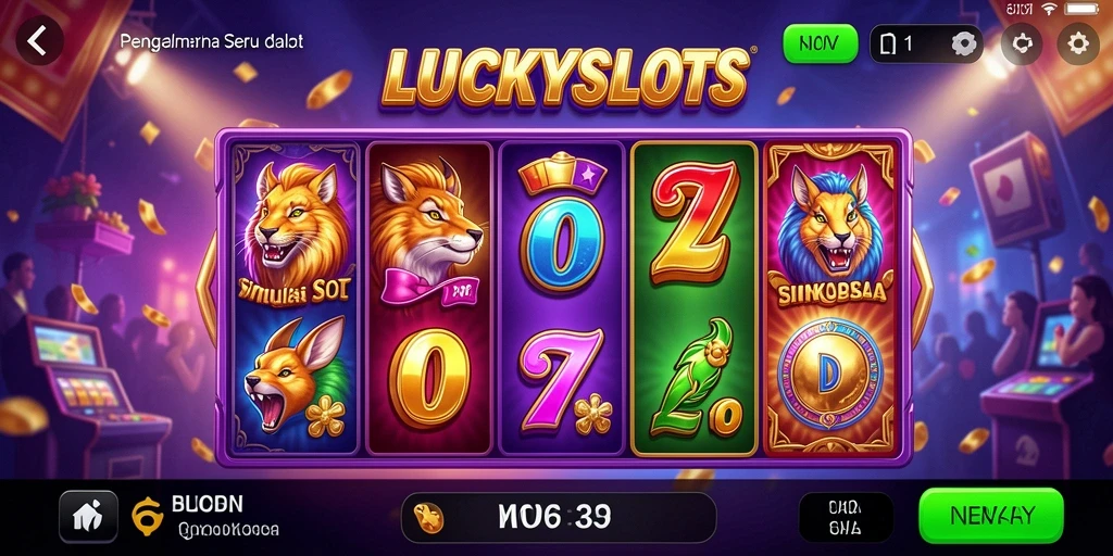 Tampilan utama gameplay LUCKYSLOTS dengan berbagai mesin slot menarik.