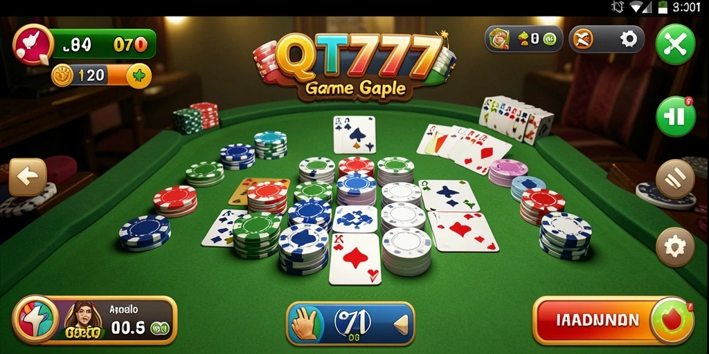 Screenshot gameplay Gaple QT777 yang seru dan interaktif.