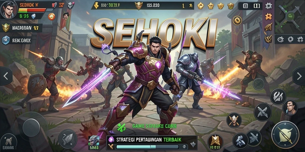 Tangkapan layar utama SEHOKI menampilkan pertarungan strategis yang mendalam.